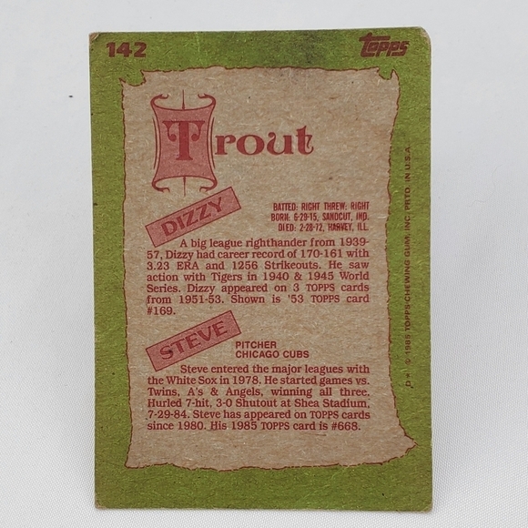 Steve Dizzy Trout Signed Autographed Baseball Card 1985 Topps #142 Red Sox Cubs - Picture 8 of 12